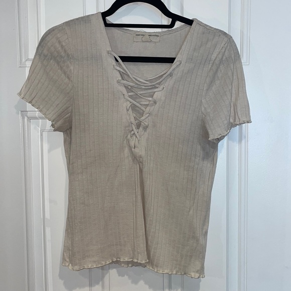 Project Social T Urban Outfitters Lace Up Top Size L - Picture 1 of 3